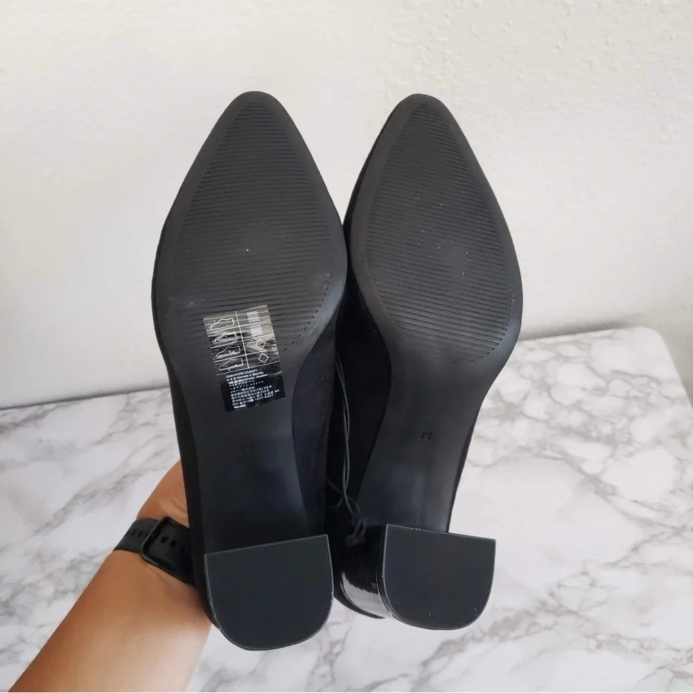 H&M black block pointed toe chunky heel - Picture 6 of 6